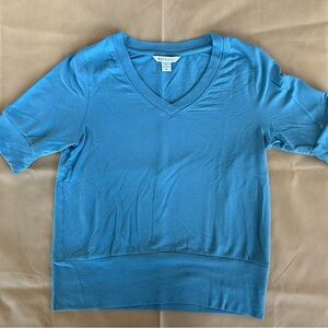 Athleta Teal V-Neck Short Sleeve Sweater